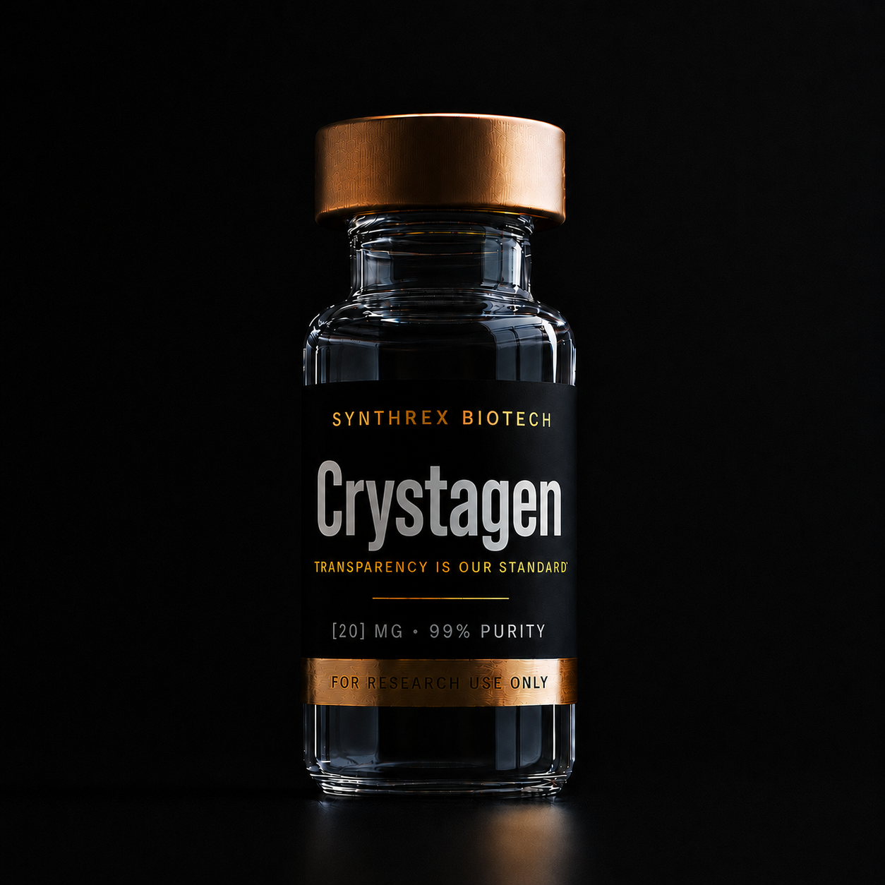 Crystagen research vial — laboratory use only